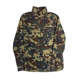 True Religion Men's Pearl Snap Button Shirt Western Camo Long Sleeve Size Large